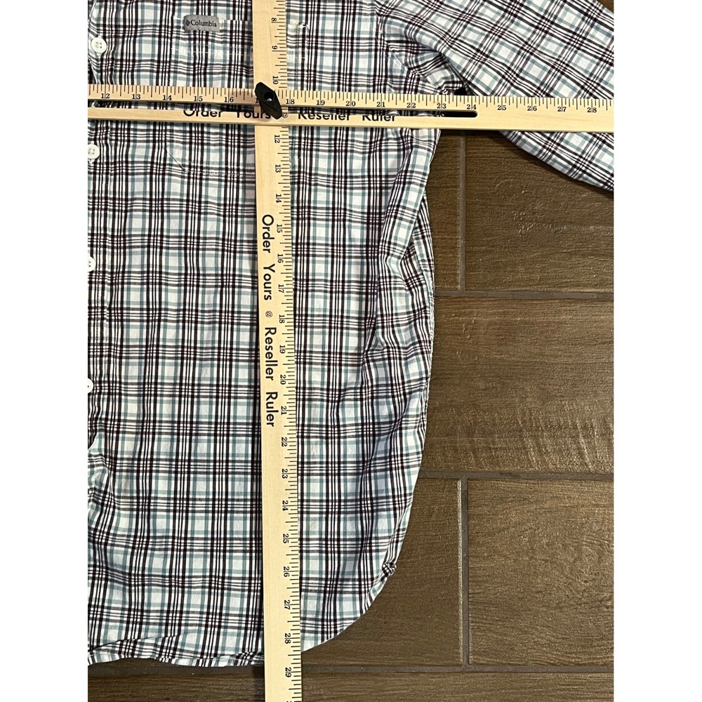 Columbia Mens XL Plaid Button Down Shirt Long Sleeve Cotton Blend White - Picture 4 of 6